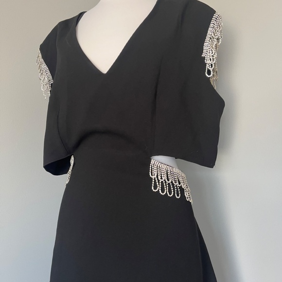 H&M Studio‎ Collections 2022 Black Rhinestone Detail Cutout Mini Black Dress XL - Picture 8 of 16